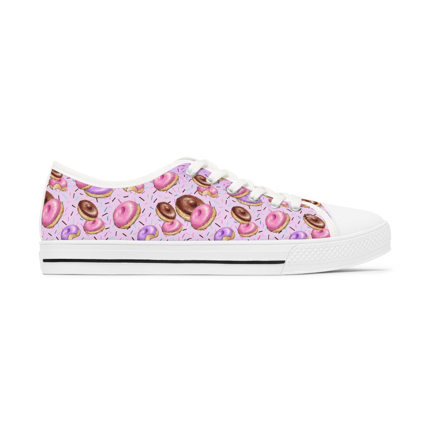 Donut Women's Low Top Sneakers Pink Purple