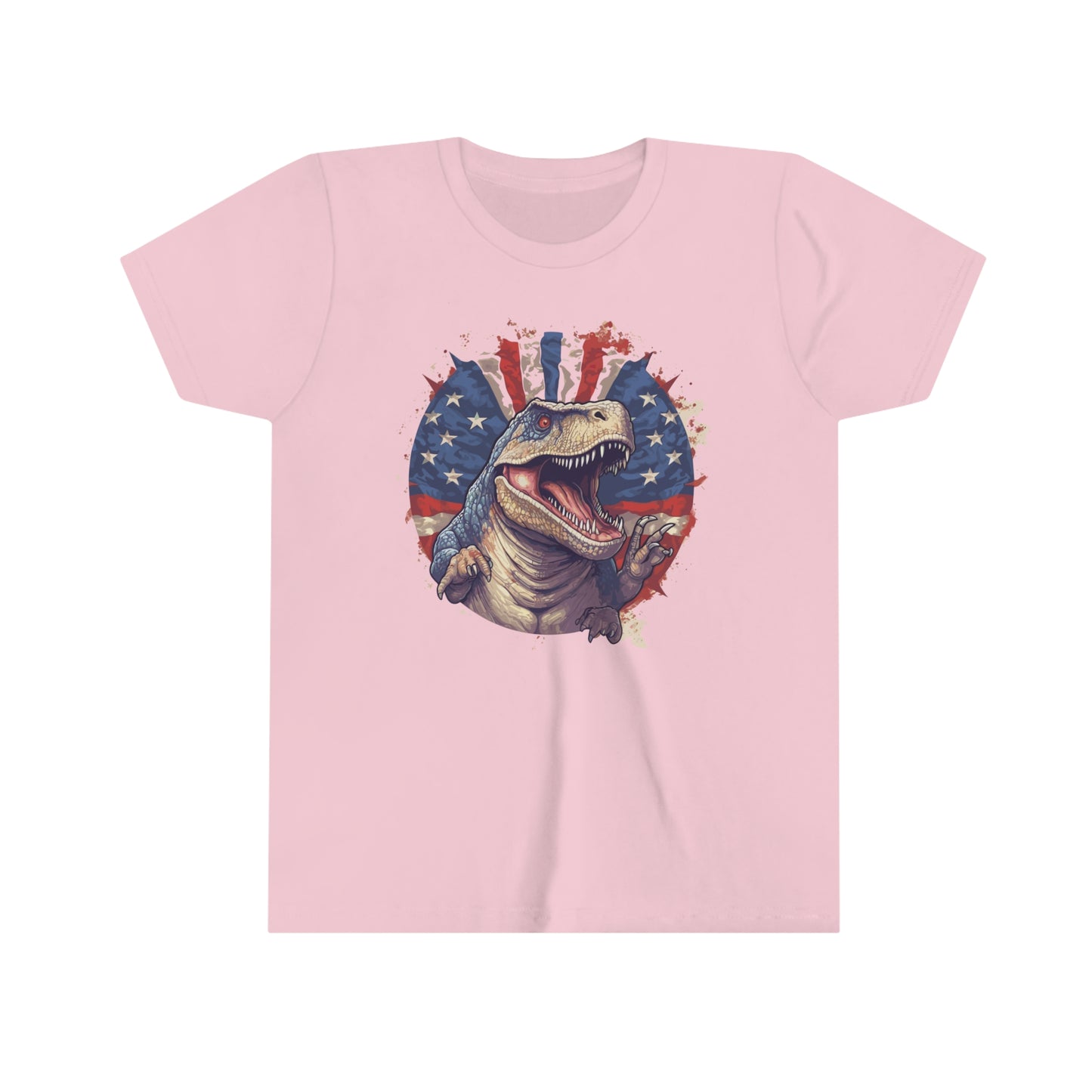 T-Rex July 4th Youth Short Sleeve Tee Patriotic American Flag Dinosaur t-shirt