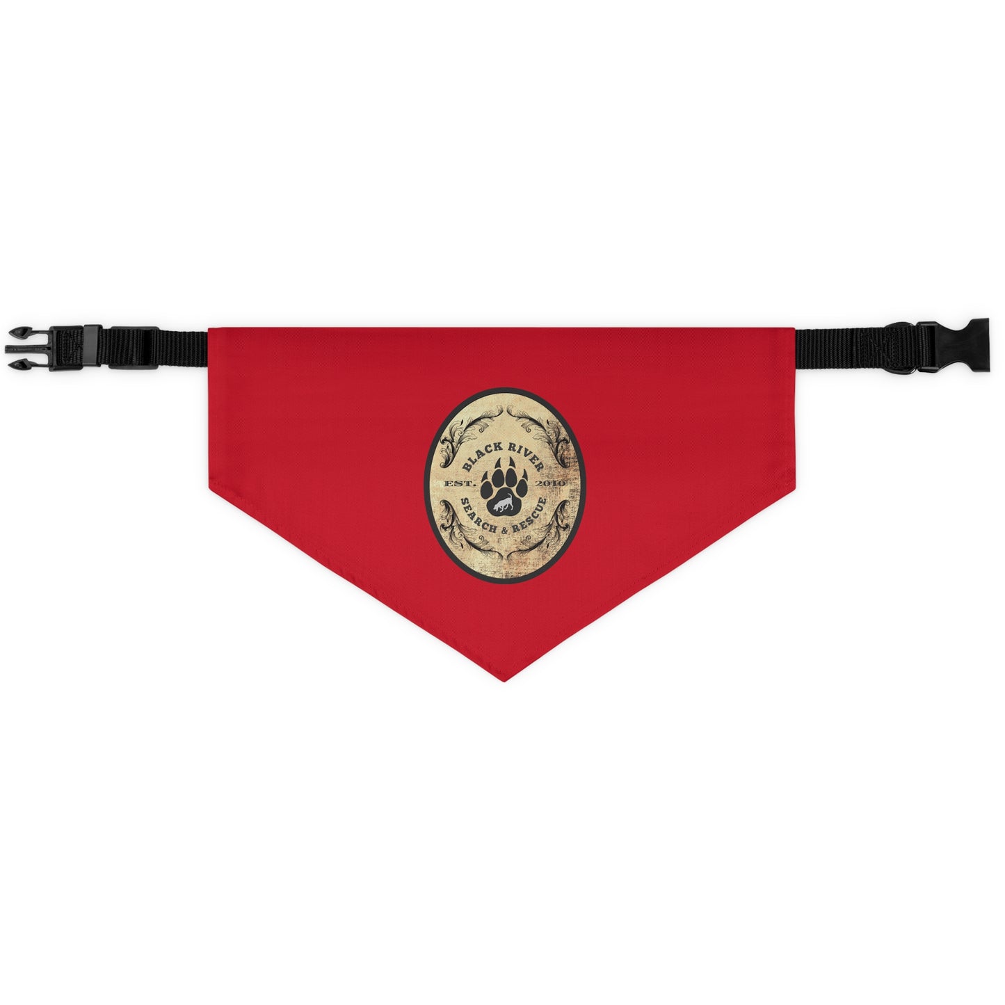 Red Black River Search & Rescue Logo Pet Bandana Collar