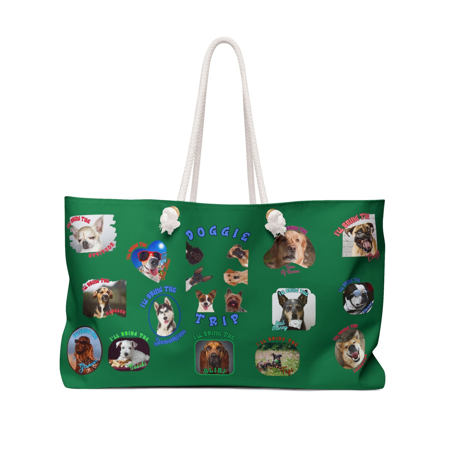 Dog Tote Bag, Tote Bag, Funny Dog Tote, Dogs, Shoulder bag, Shopper, Dog lover gift, Weekender bag, Tote bag for Women, Green