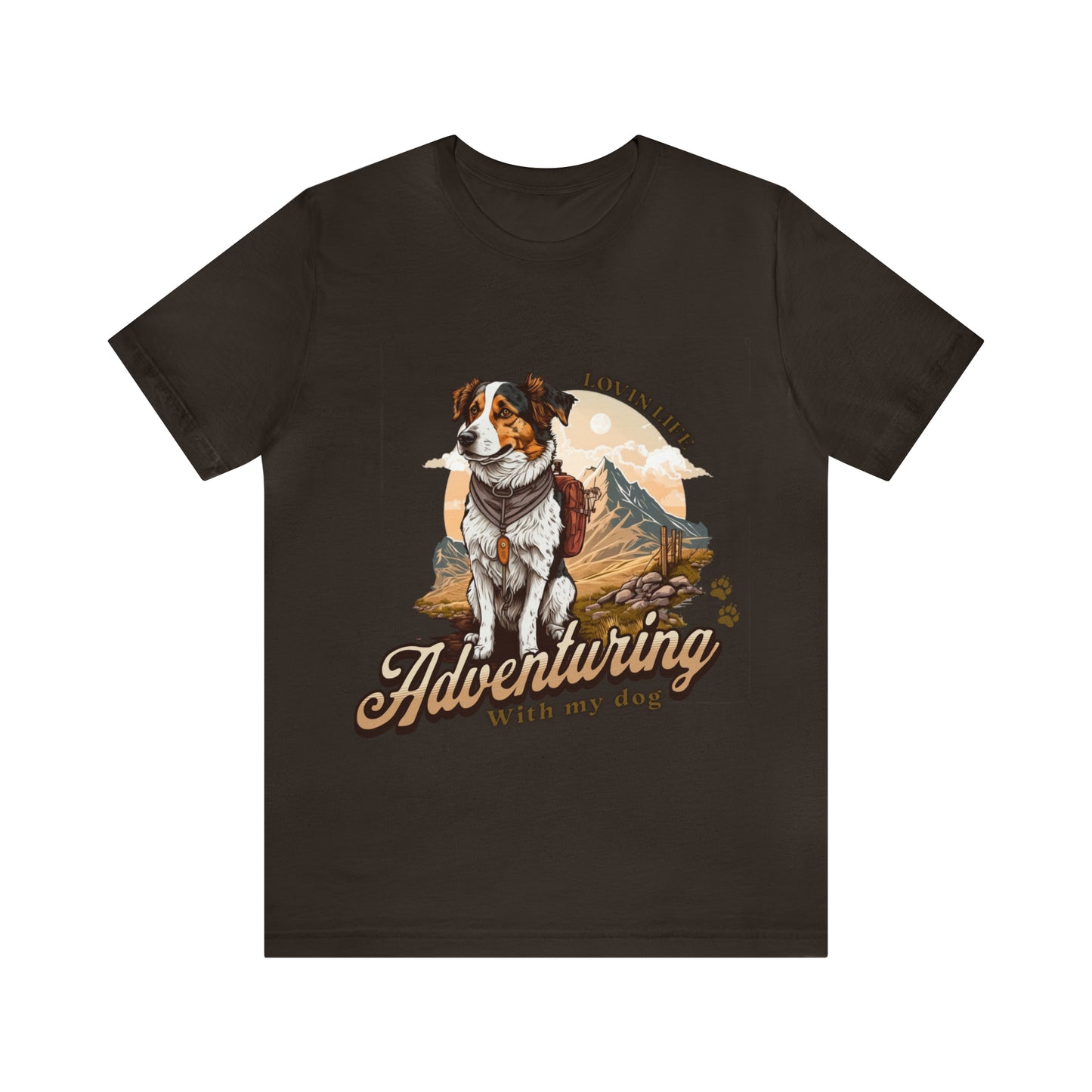Adventuring with my Dog Short Sleeve Tee, Vintage Outdoor theme