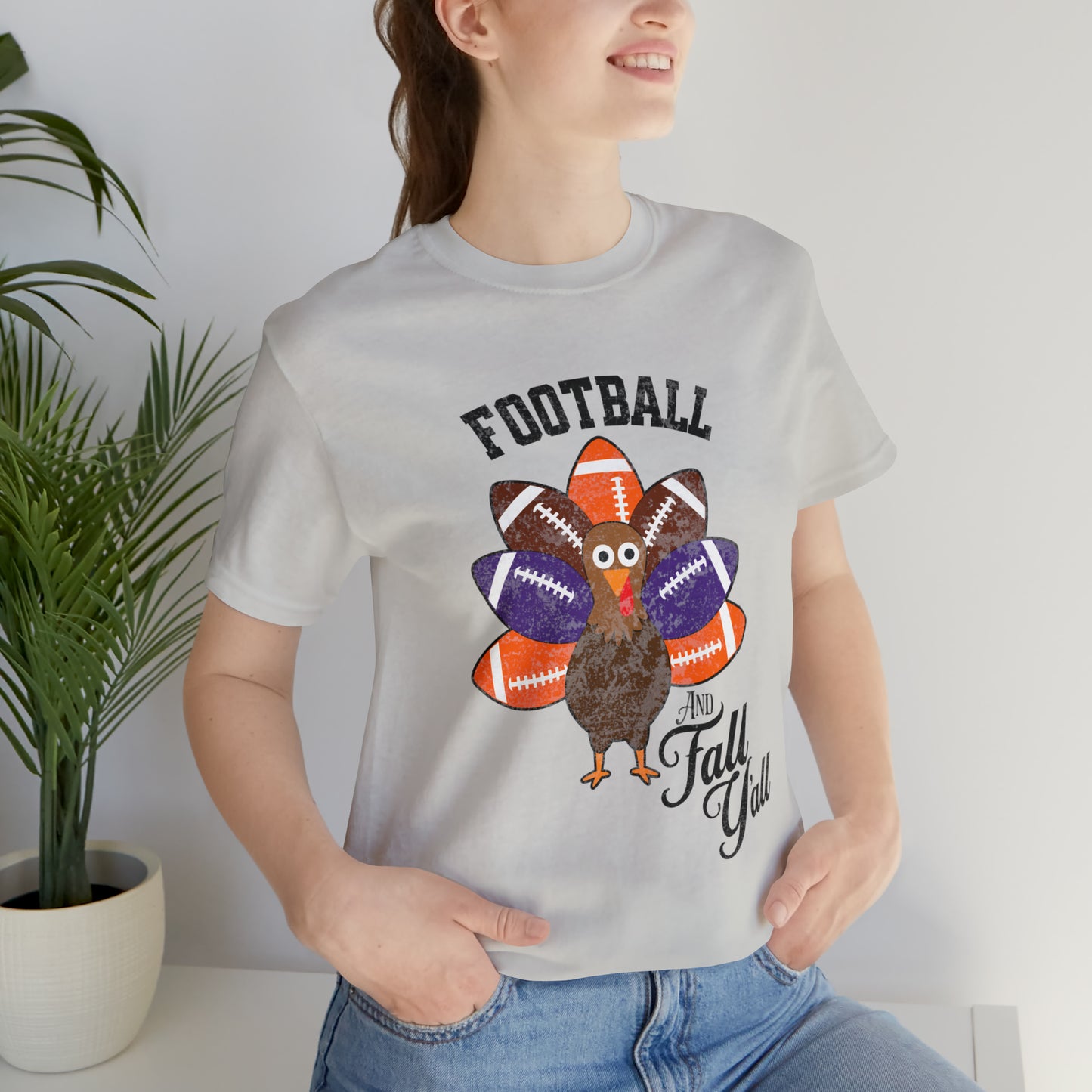 Vintage Purple and Orange Football Short Sleeve Tee, Football and turkey shirt, Clemson