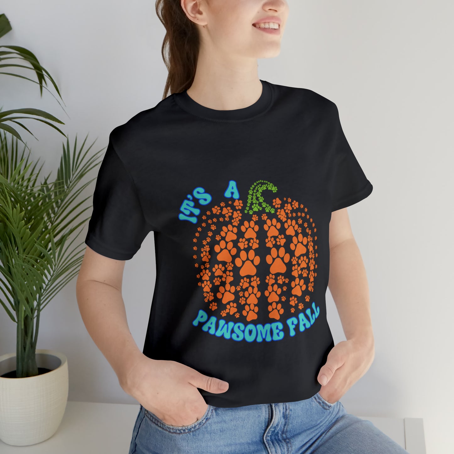 It's a Pawsome Fall Pawprint Pumpkin T shirt, Fall Shirt, Dog Lover Gift, Cat Lover GIft