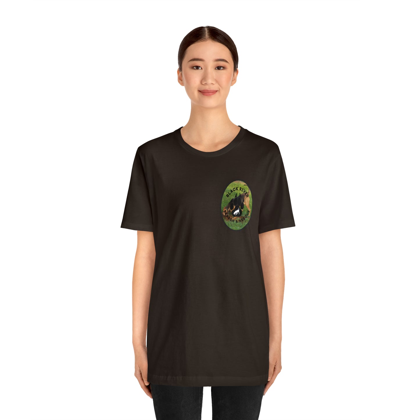 Black River Search & Rescue Logo with Lucy Unisex Jersey Short Sleeve Tee