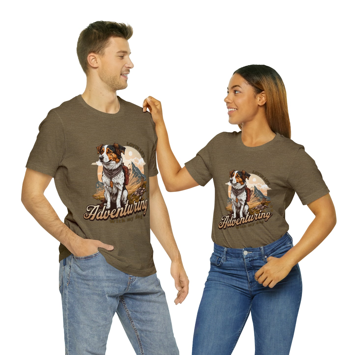 Adventuring with my Dog Short Sleeve Tee, Vintage Outdoor theme