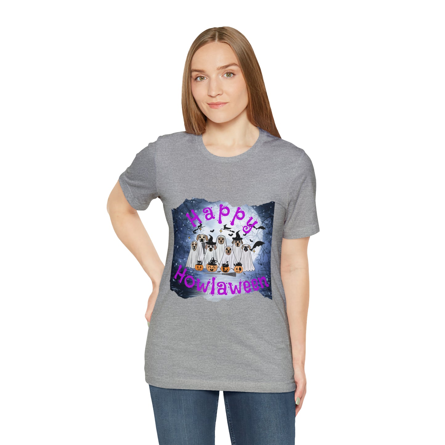 Happy Howlaween Dog Purple Short Sleeve Tee, Halloween shirt