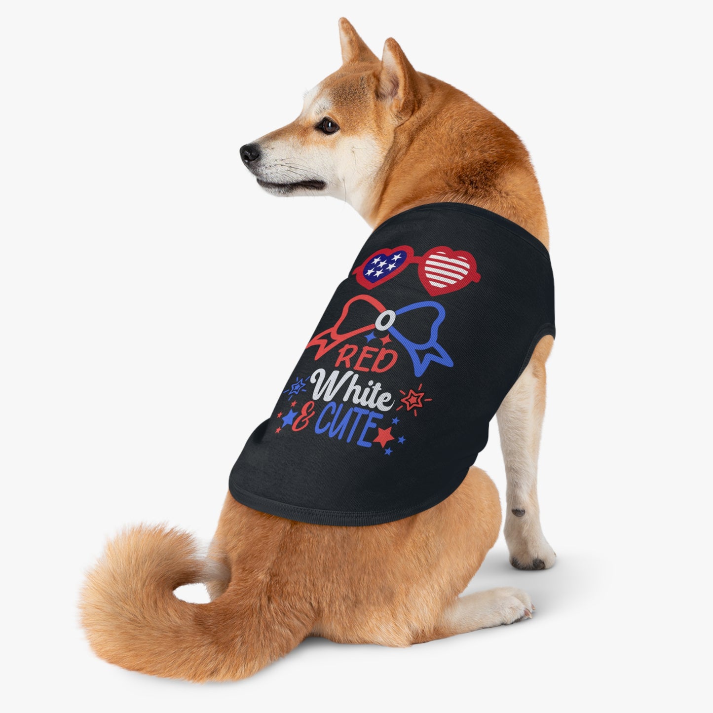 Patriotic Pet shirt 4th of July Red White and Cute Sunglasses