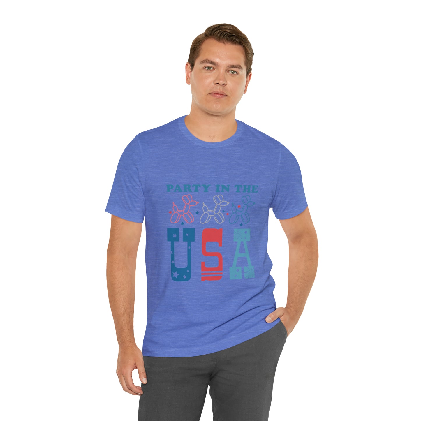 4th of July Party in the USA Unisex Jersey Short Sleeve Tee Patriotic American Flag Retro