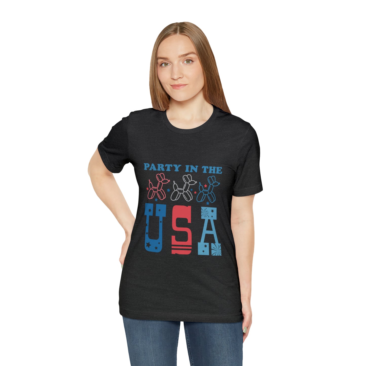 4th of July Party in the USA Unisex Jersey Short Sleeve Tee Patriotic American Flag Retro