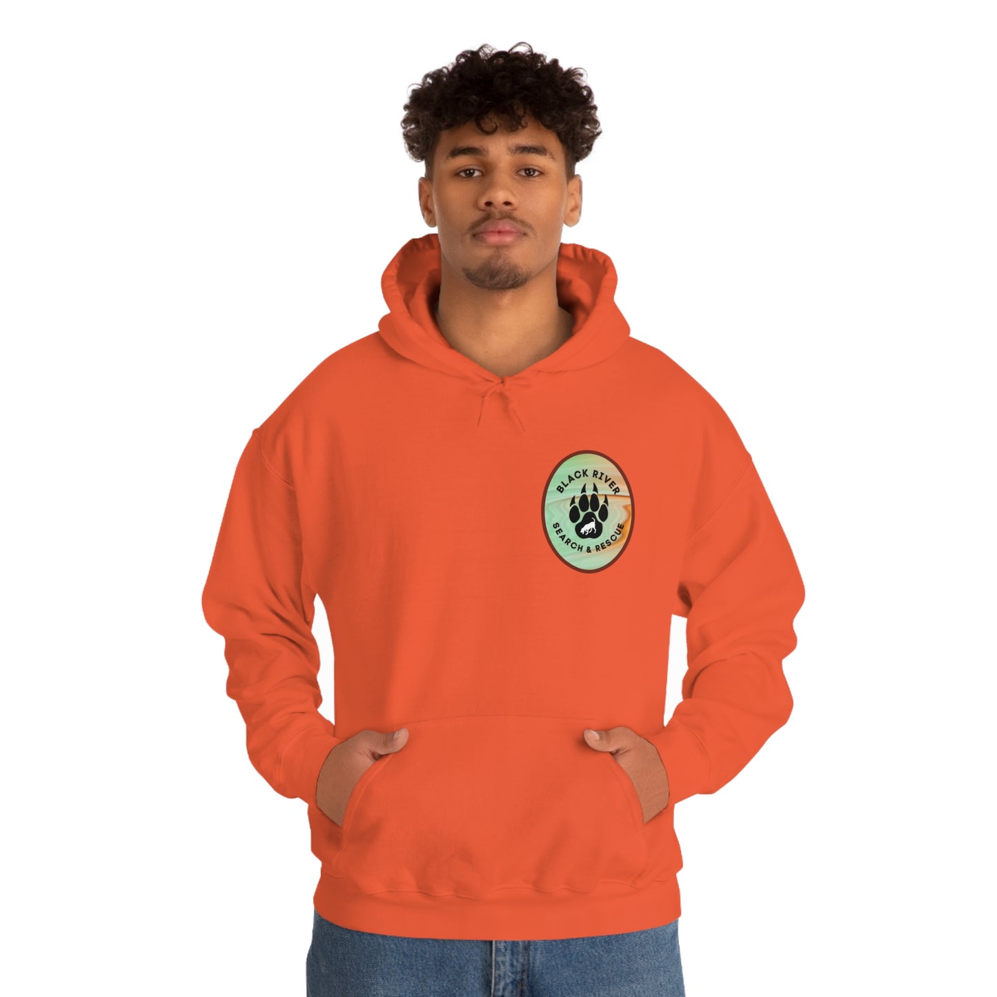 Green and Peach Marble Black River Search & Rescue Logo Unisex Heavy Blend™ Hooded Sweatshirt