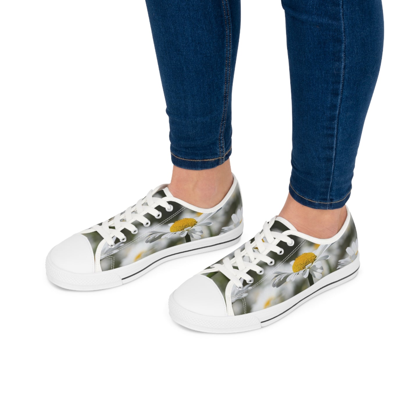 Women's Low Top Sneakers, Daisies