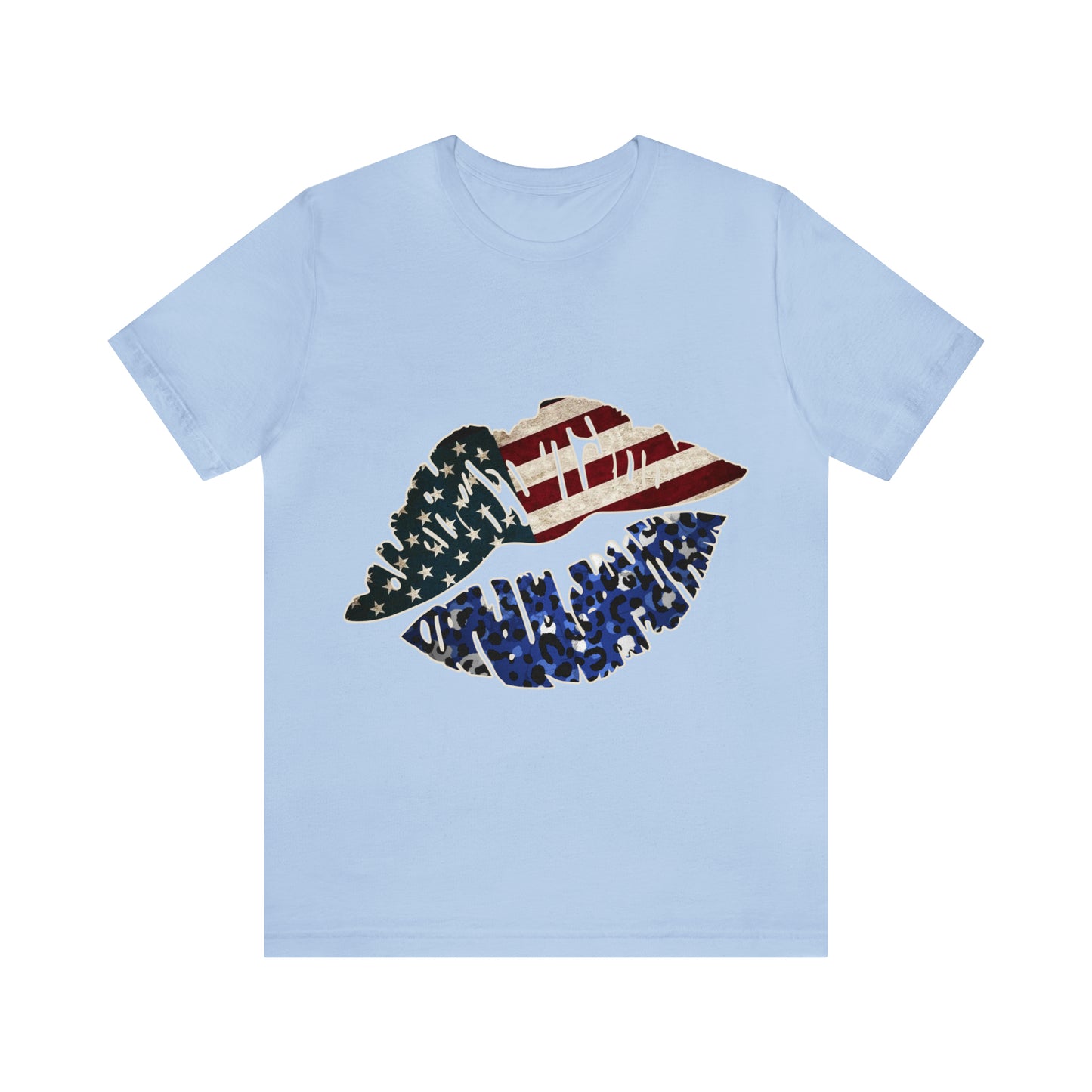 American Flag Lips 4th of July Unisex Jersey Short Sleeve Tee Patriotic Retro
