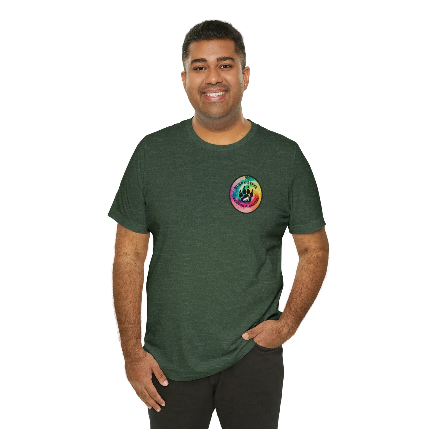 Tie Dye Black River Search & Rescue Logo Unisex Jersey Short Sleeve Tee