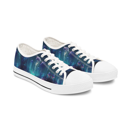 Women's Low Top Sneakers, Jellyfish, Under sea