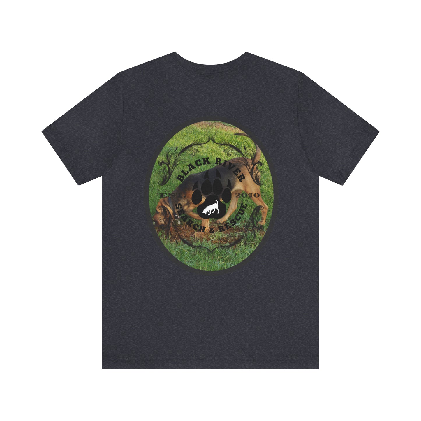 Black River Search & Rescue Logo with Lucy Unisex Jersey Short Sleeve Tee