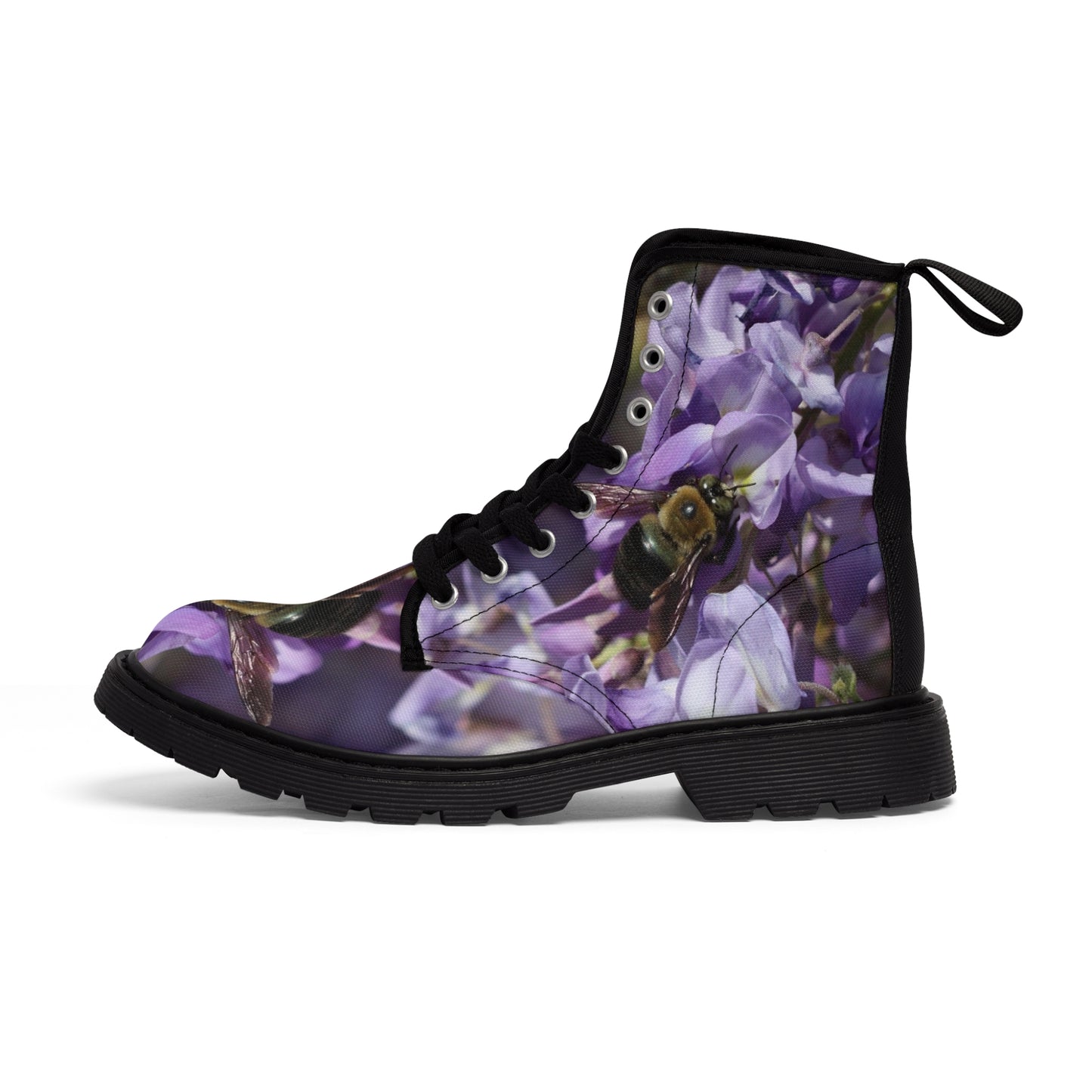 Women's Canvas Boots, Bumblebee, purple, flowers