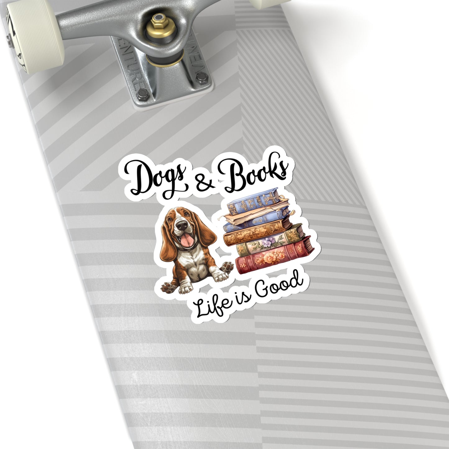 Bassett Hound dogs and Books Kiss-Cut Stickers