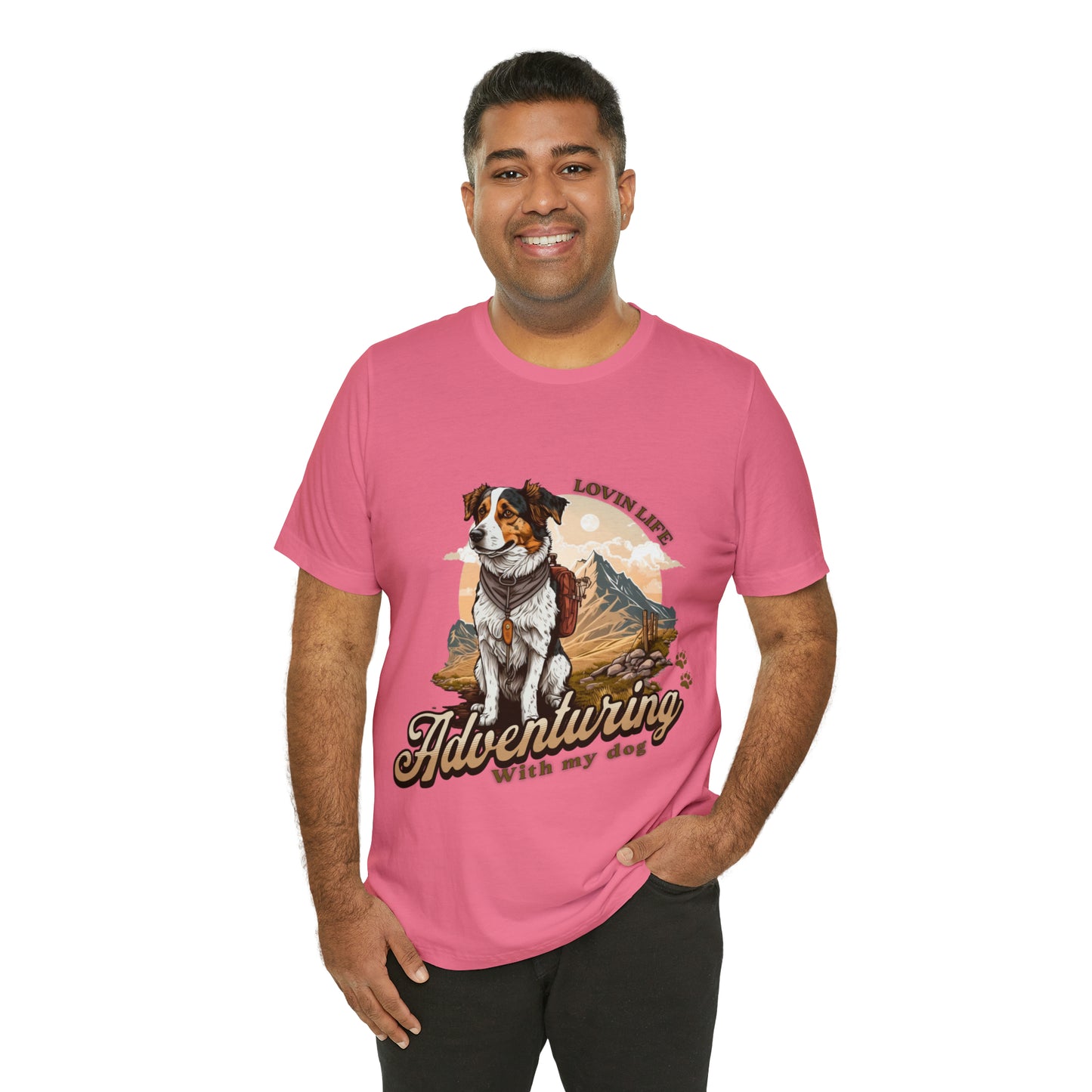 Adventuring with my Dog Short Sleeve Tee, Vintage Outdoor theme