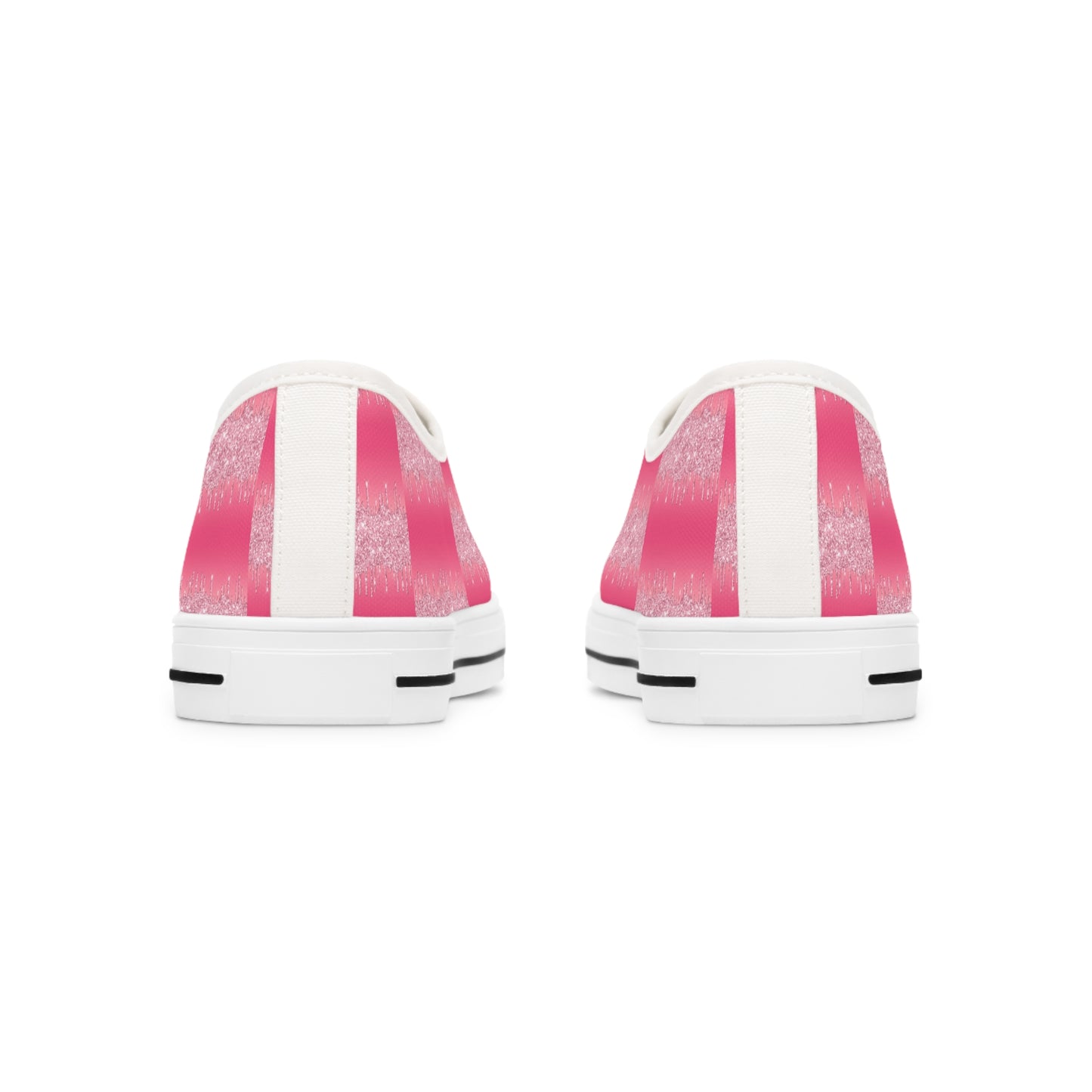 Pink Glitter Check Print Women's Low Top Sneakers