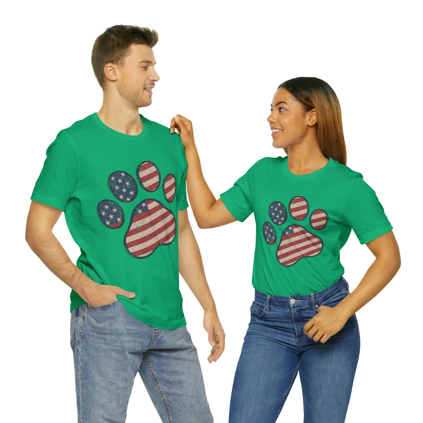 4th of July Pawprint Unisex Jersey Short Sleeve Tee Patriotic American Flag