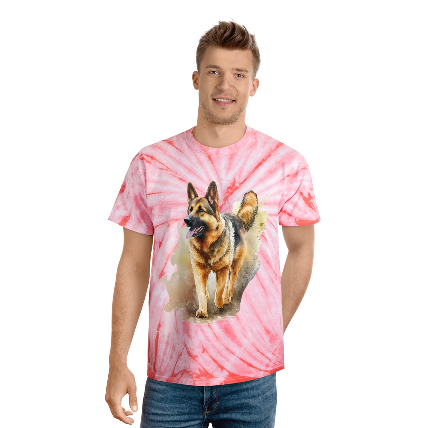 German Shepard pawprint Love Tie-Dye Tee, Cyclone