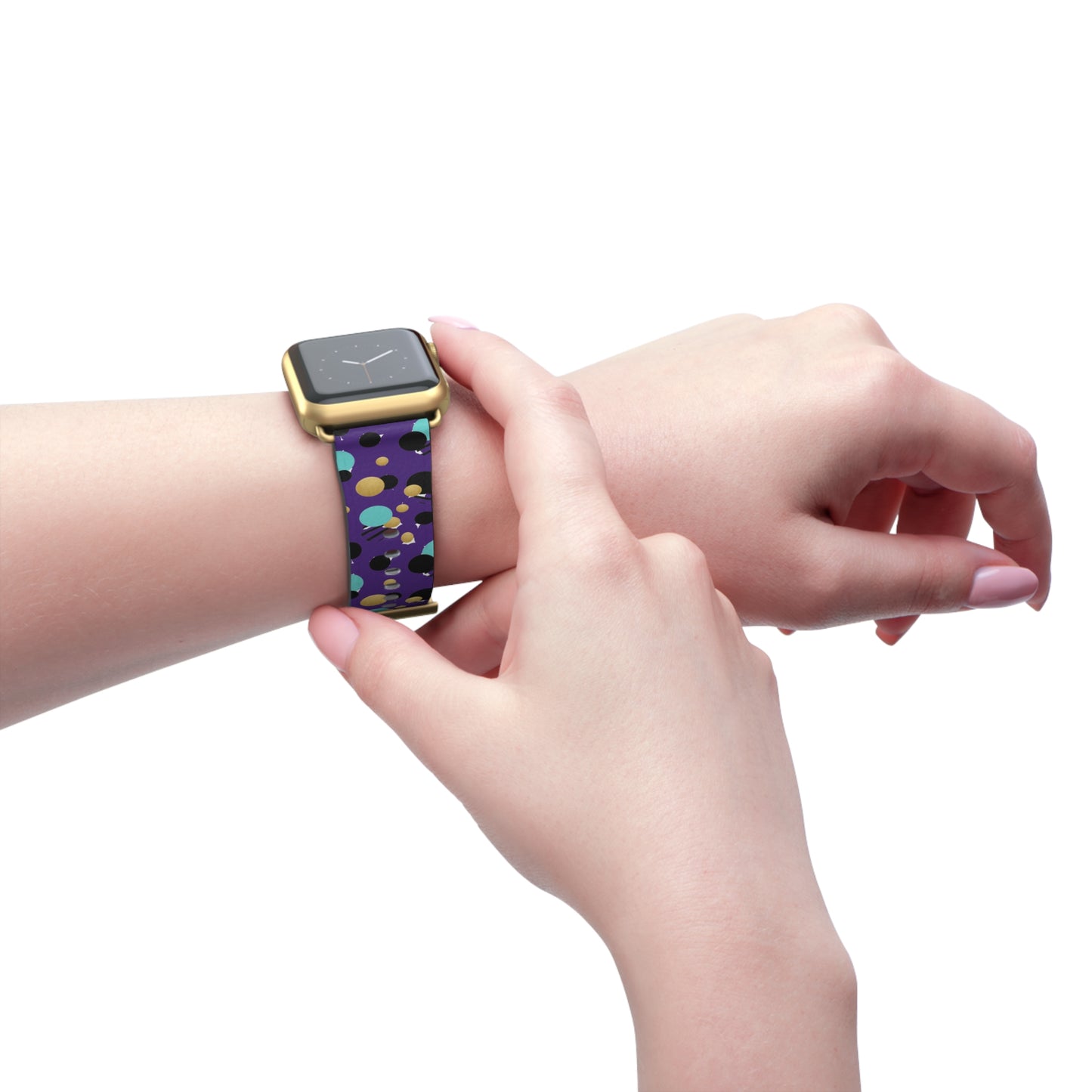 Turquoise Black Gold Polka Dot Purple Apple Watch Band