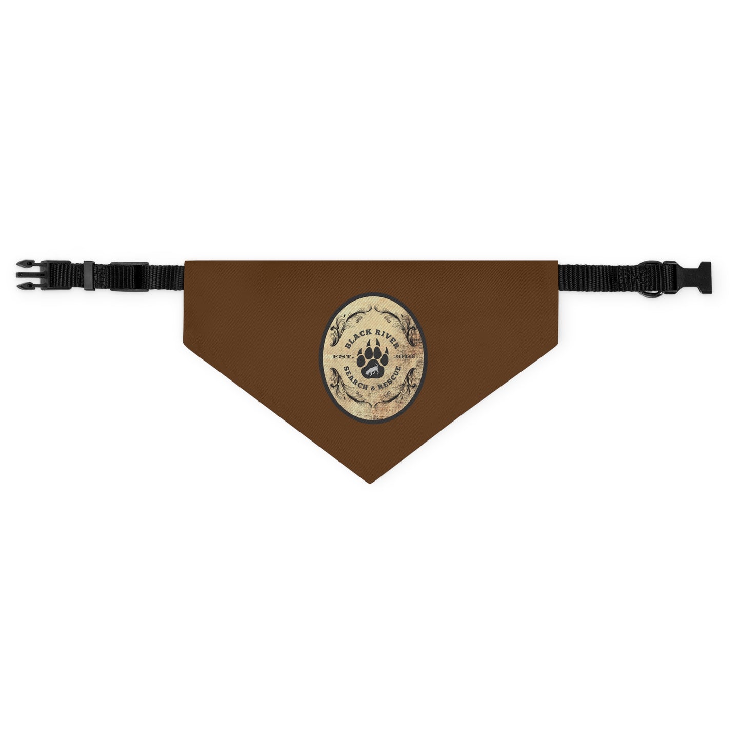 Brown Black River Search & Rescue Logo Pet Bandana Collar