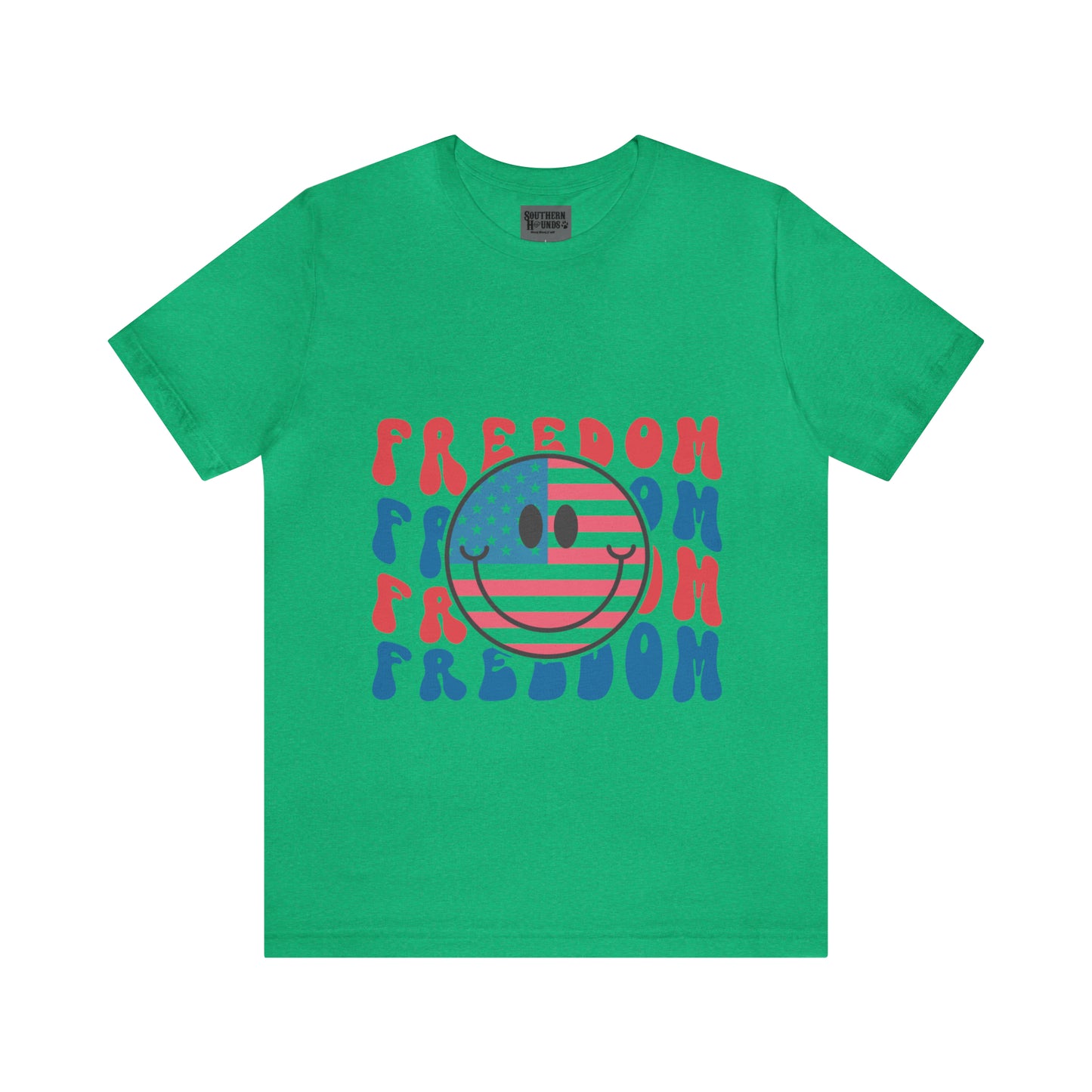 Freedom Smiley Face Flag Unisex Jersey Short Sleeve Tee Patriotic American Flag