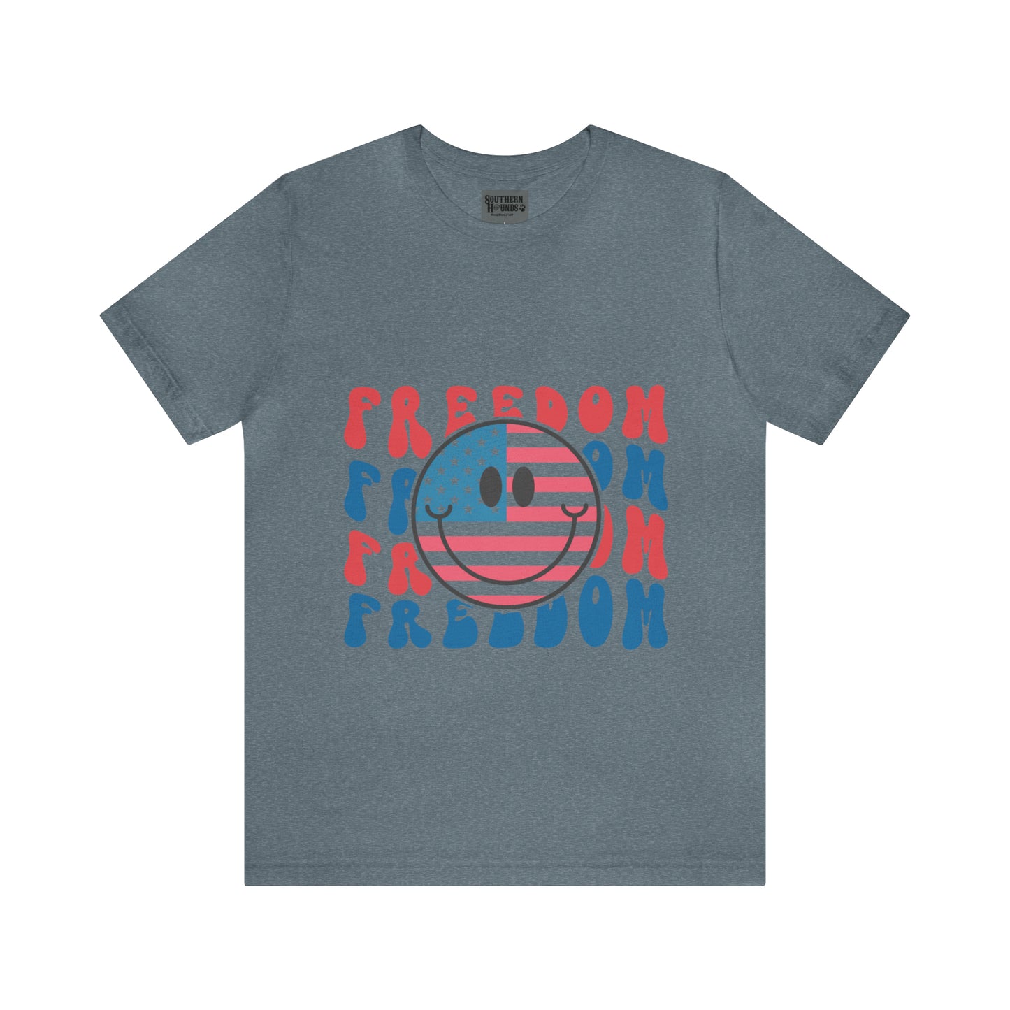 Freedom Smiley Face Flag Unisex Jersey Short Sleeve Tee Patriotic American Flag