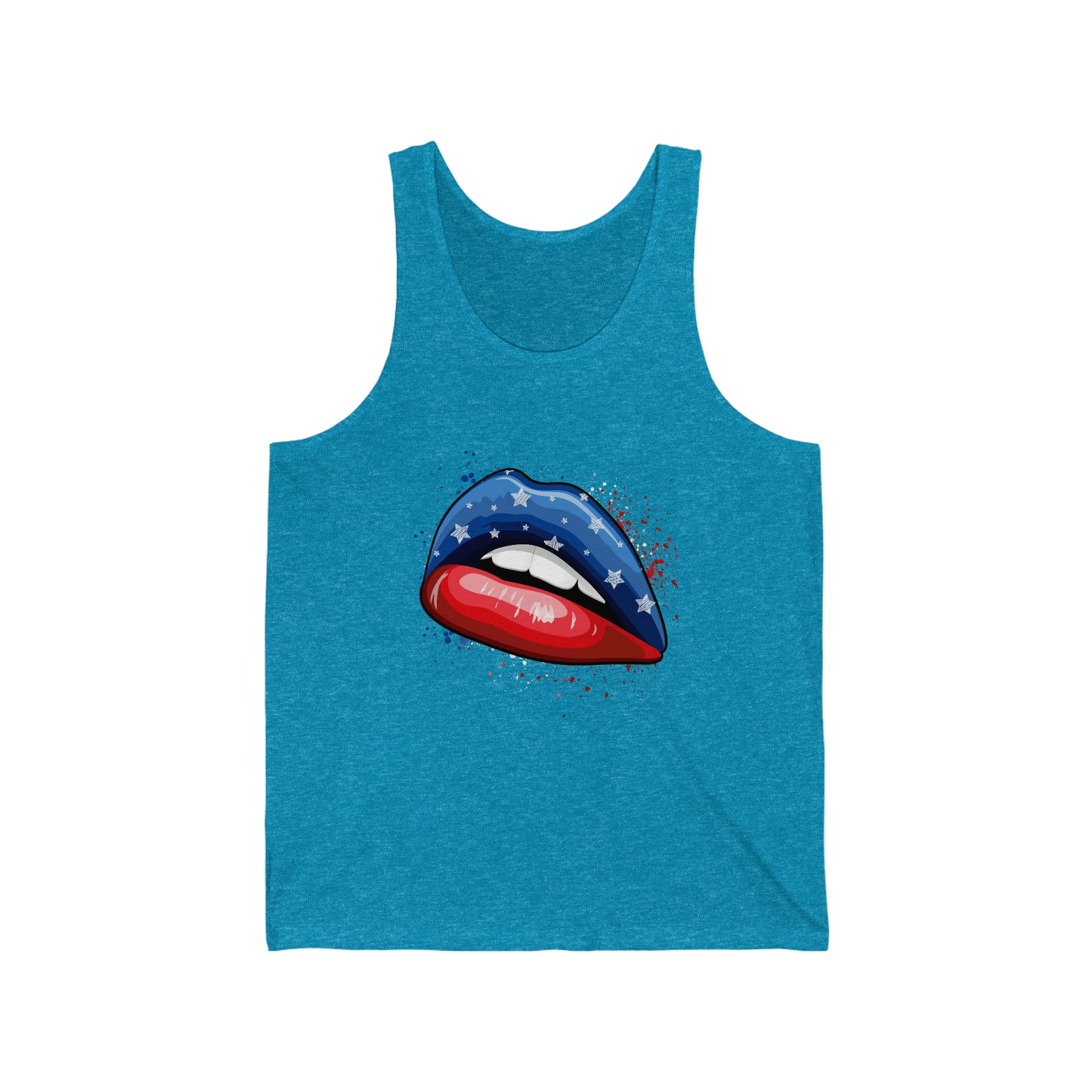 4th of July Flag Lips Unisex Jersey Tank Patriotic Retro