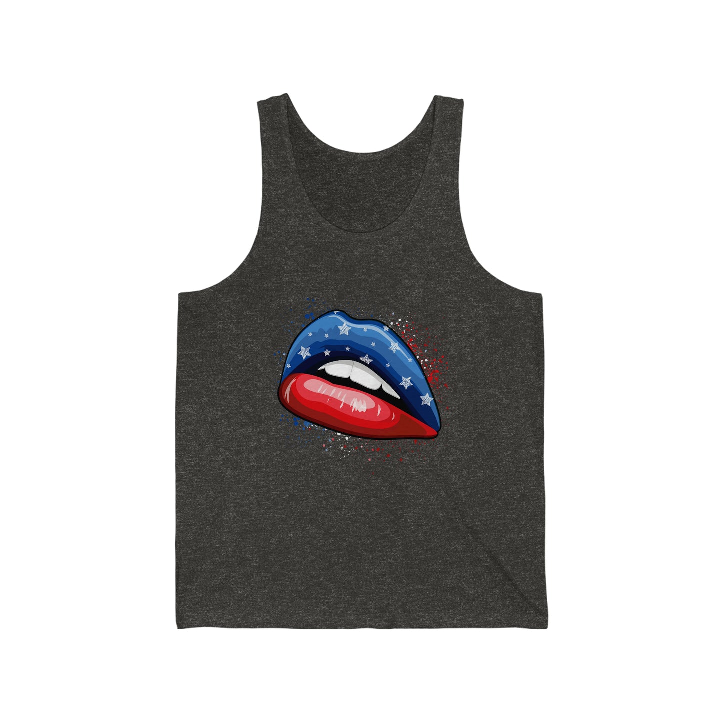 4th of July Flag Lips Unisex Jersey Tank Patriotic Retro