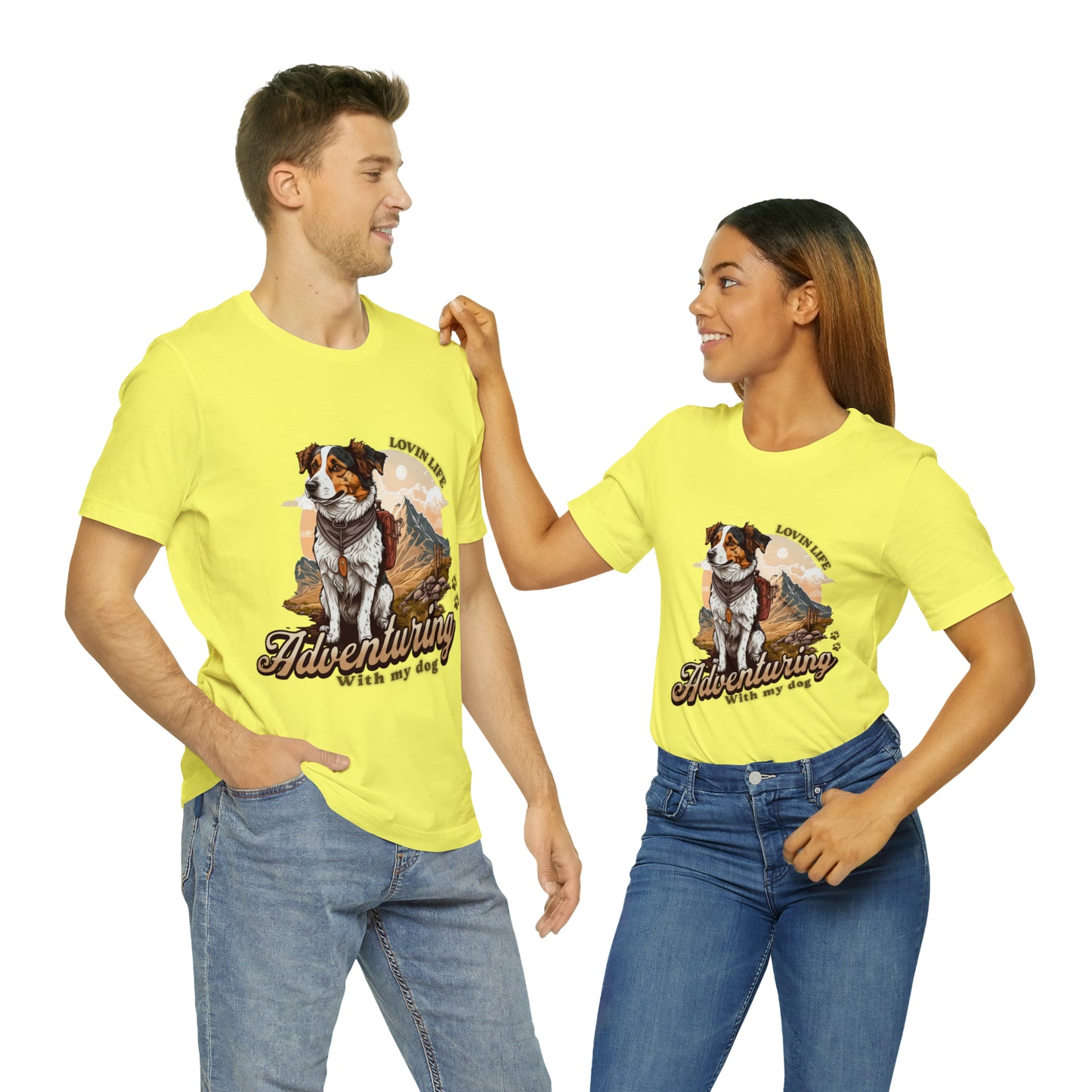 Adventuring with my Dog Short Sleeve Tee, Vintage Outdoor theme