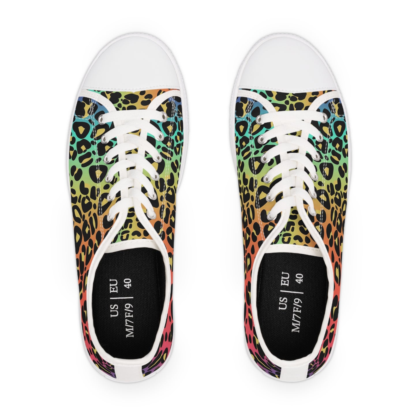 Women's Low Top Sneakers, Rainbow leopard print