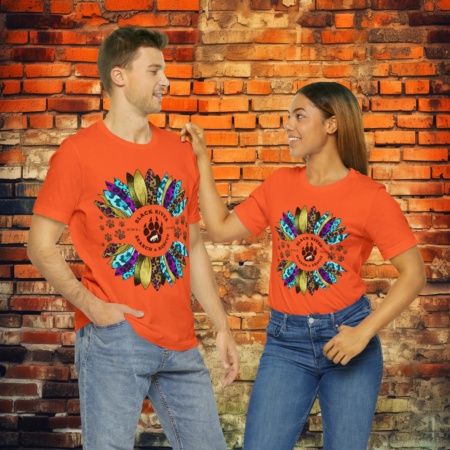 Black River Search & Rescue Logo Multicolor Sunflower Unisex Jersey Short Sleeve Tee