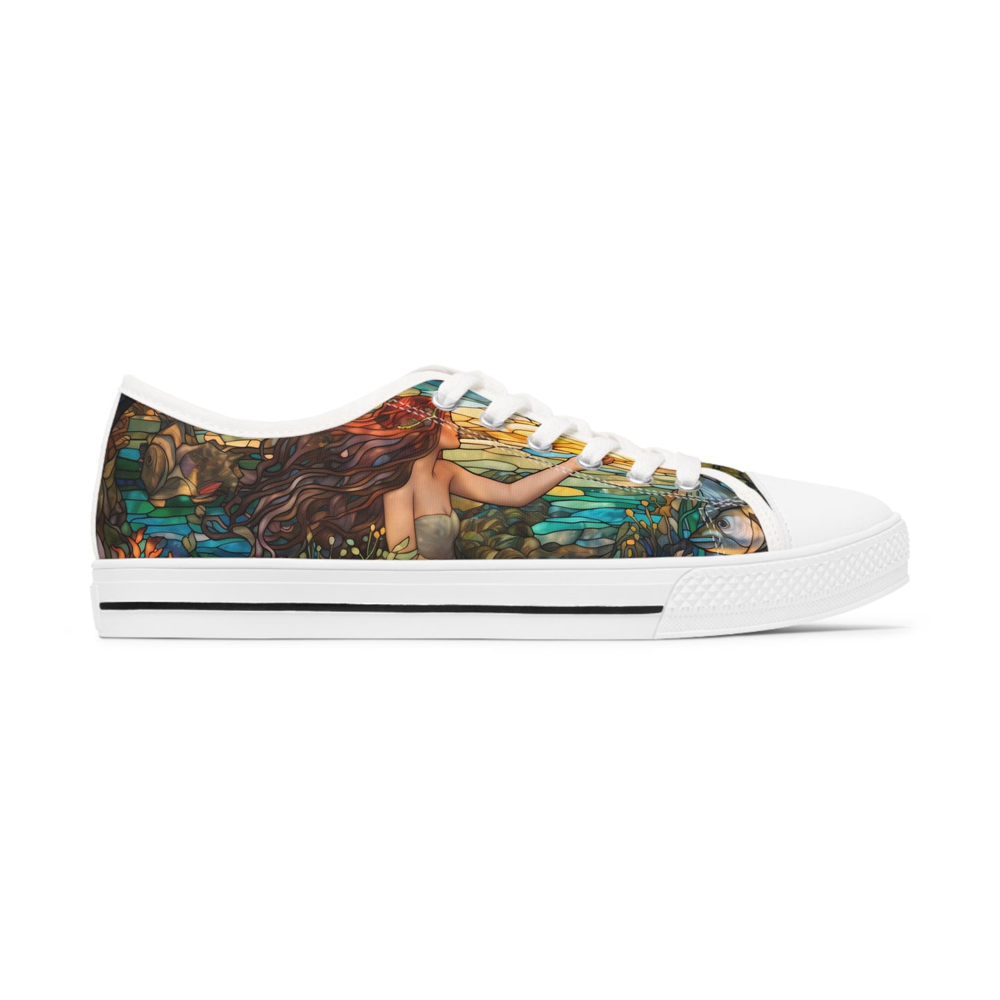 Women's Low Top Sneakers, Mermaid, Sea