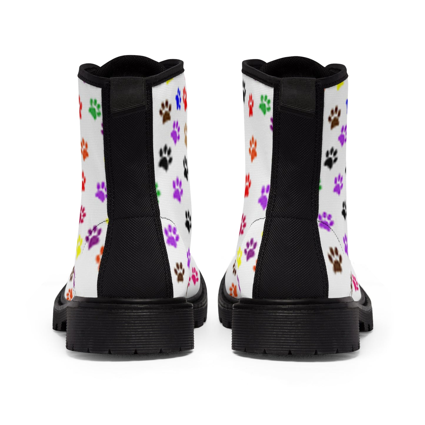 Women's Canvas Boots, Pawprints, Multi-color, Dog, Cat