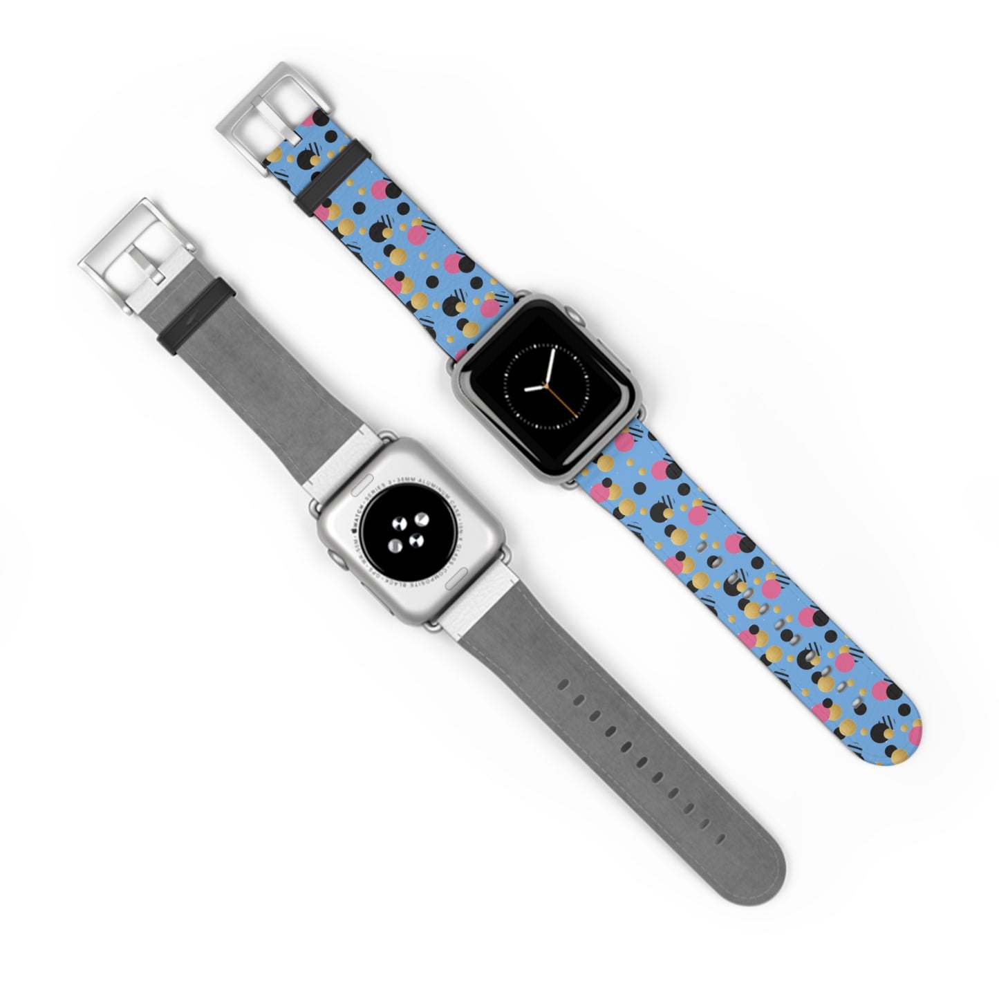 Pink Black Gold Polka Dot light Blue Apple Watch Band