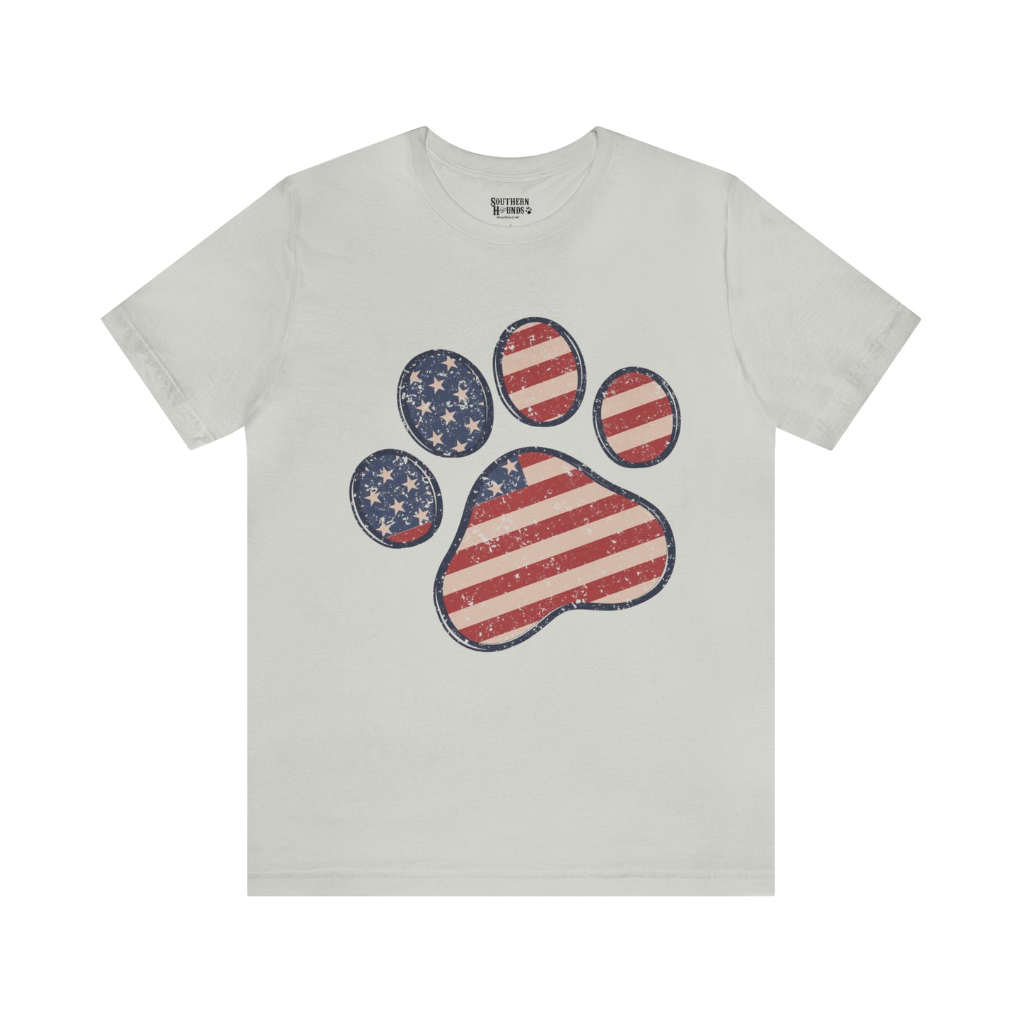 4th of July Pawprint Unisex Jersey Short Sleeve Tee Patriotic American Flag