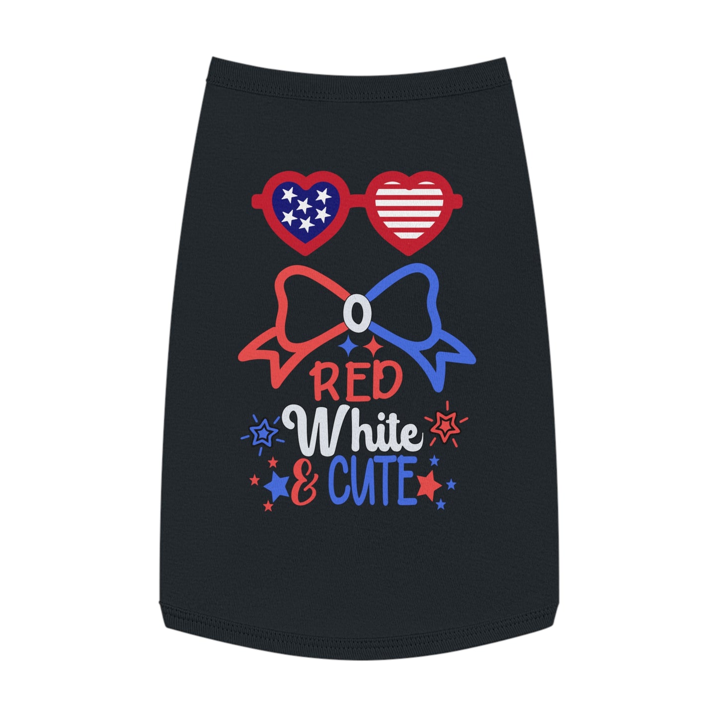 Patriotic Pet shirt 4th of July Red White and Cute Sunglasses