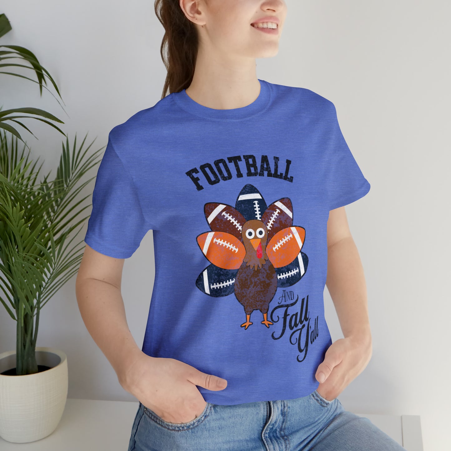 Vintage Dark Blue and Orange Football and Fall Short Sleeve Tee, Football and turkey shirt, Auburn