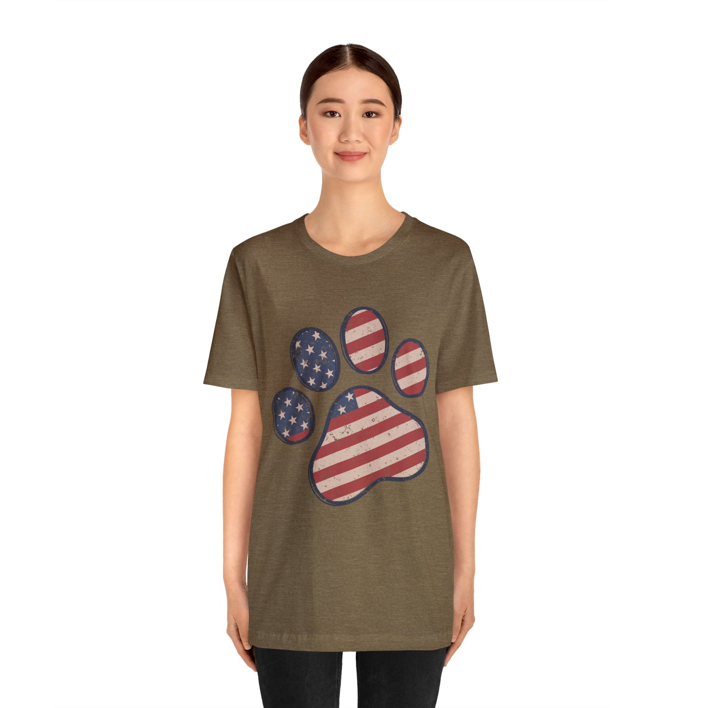 4th of July Pawprint Unisex Jersey Short Sleeve Tee Patriotic American Flag