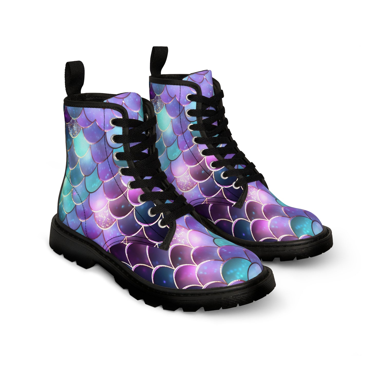 Women's Canvas Boots, Mermaid, Purple