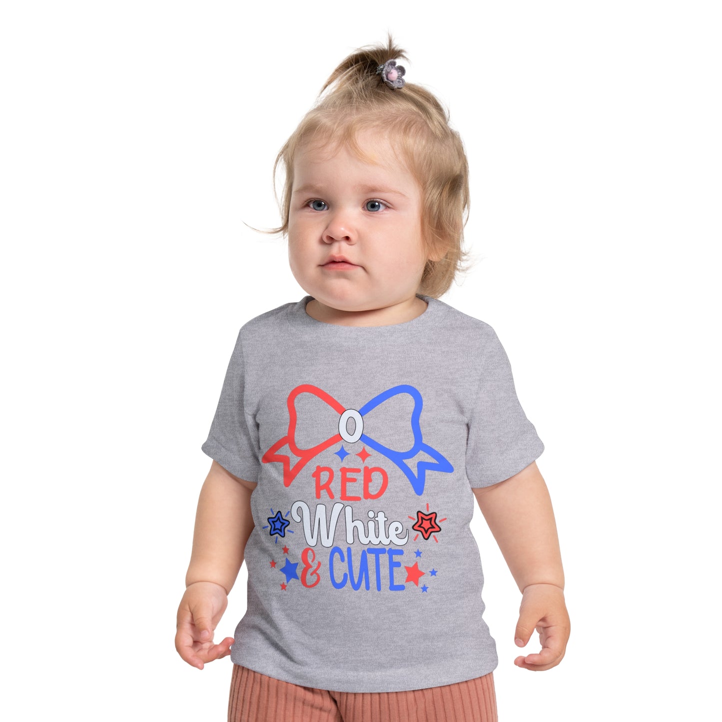 Red White and Cute 4th of July Baby Short Sleeve T-Shirt Patriotic