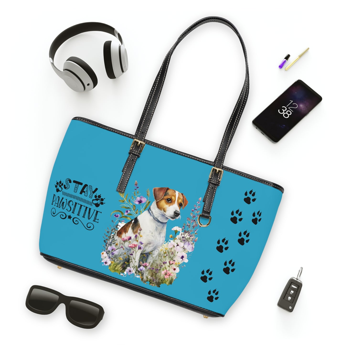 Jack Russell Turquoise Leather Shoulder Bag You had me at Woof Stay Pawsitive