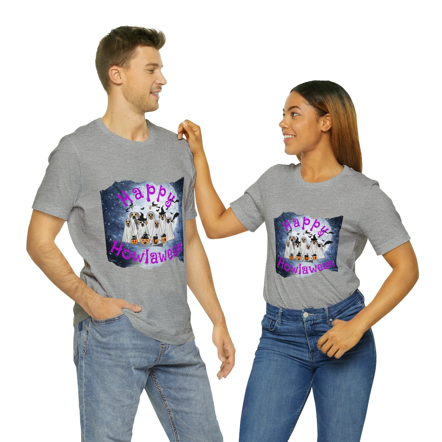 Happy Howlaween Dog Purple Short Sleeve Tee, Halloween shirt