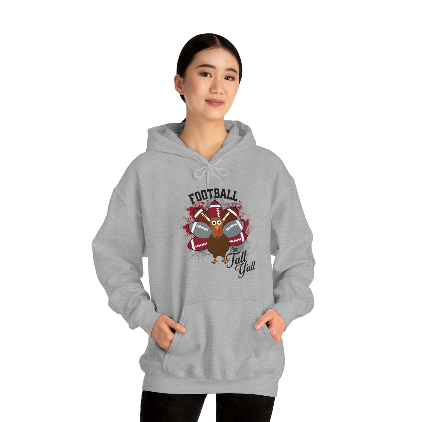 Custom Crimson and Gray Football and Fall Hooded Sweatshirt