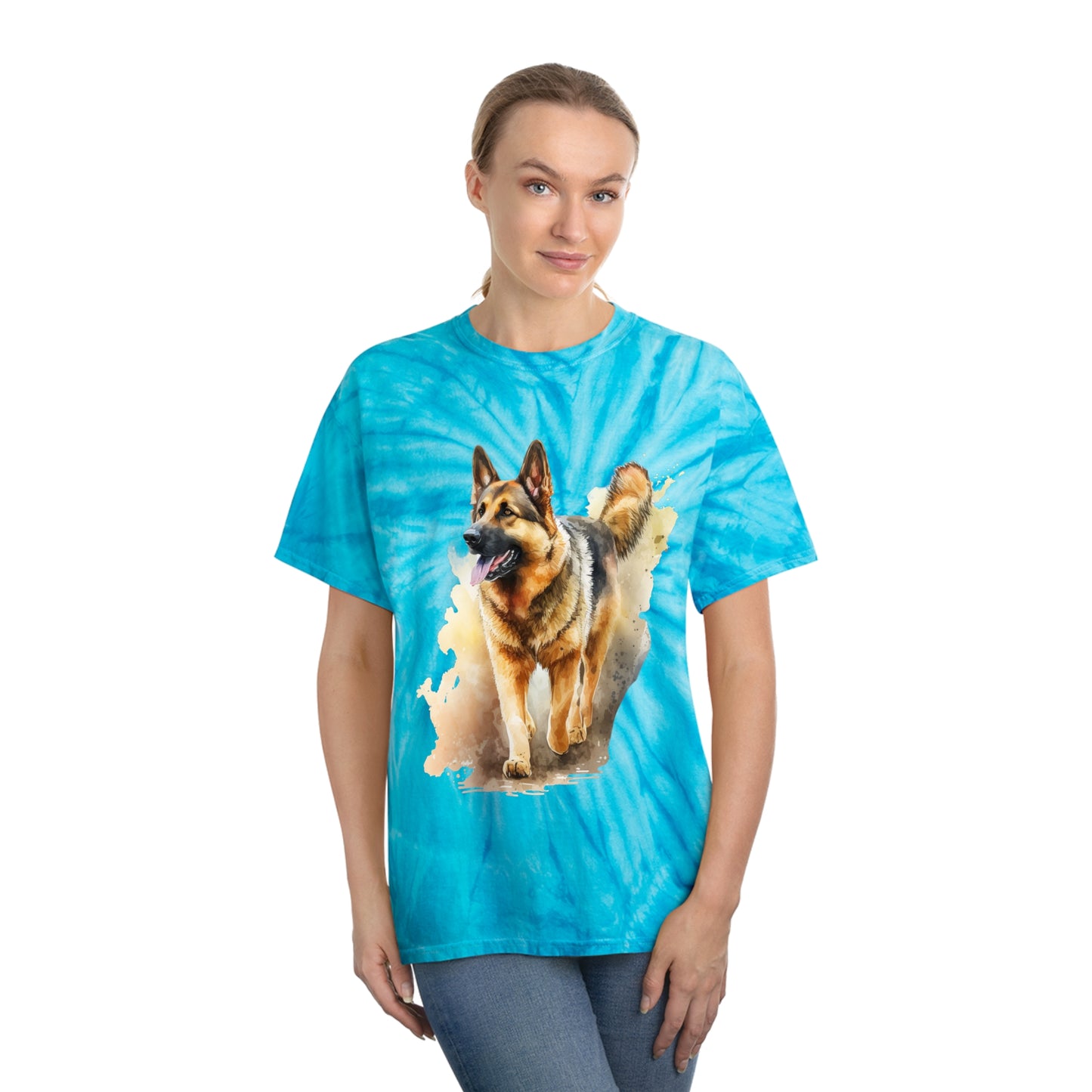 German Shepard pawprint Love Tie-Dye Tee, Cyclone