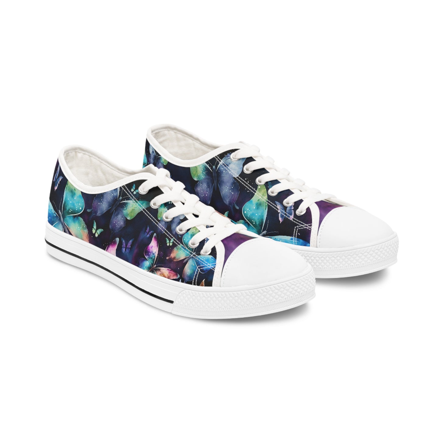 Women's Low Top Sneakers, watercolor butterfly, multi-color