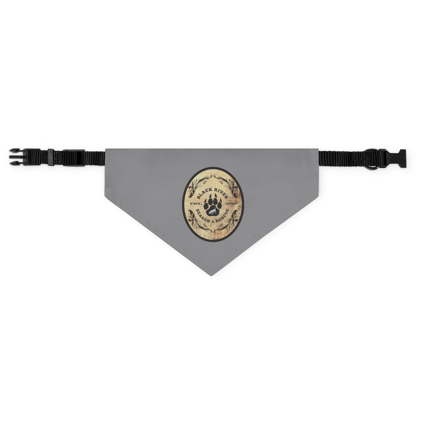 Grey Black River Search & Rescue Logo Pet Bandana Collar