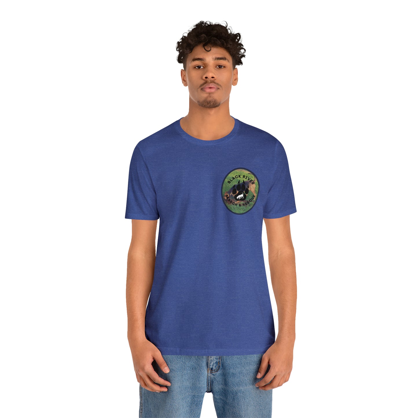 Black River Search & Rescue Logo with Lucy Unisex Jersey Short Sleeve Tee